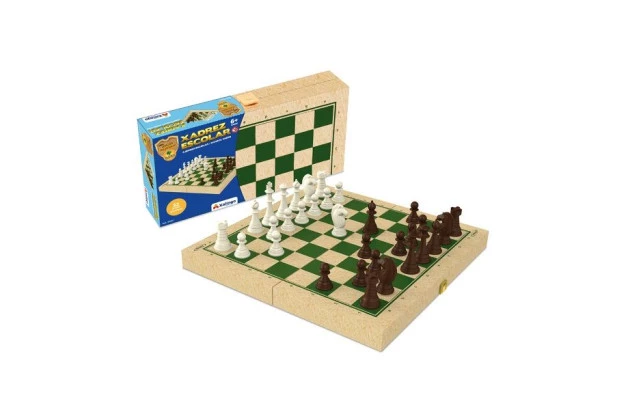 JOGO XADREZ ESCOLAR EM MADEIRA XALINGO
