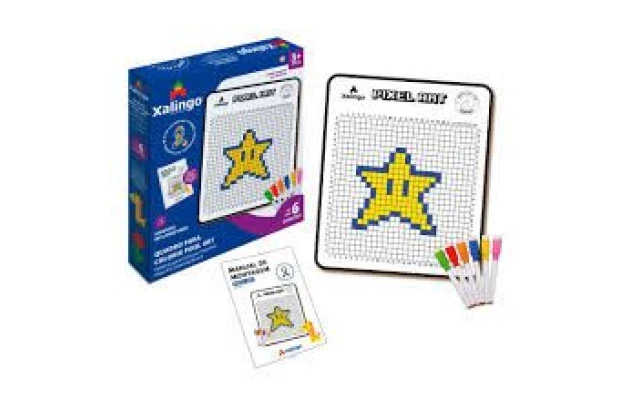 BRINQUEDO EDUCATIVO QUADRO PARA COLORIR PIXEL ART II 40X35CM | XALINGO