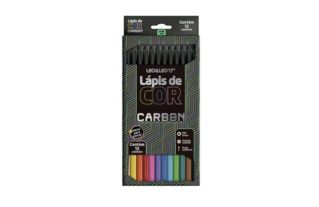 LÁPIS DE COR 12 CORES CARBON LINE LEO&LEO - 4430