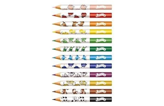 LAPIS DE COR 12 CORES JUMBO TRIANGULAR ECOLAPIS COM APONTADOR FABER CASTELL