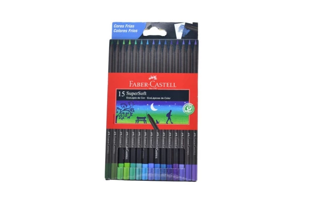 LAPIS DE COR 15 CORES SUPERSOFT CORES FRIAS ECOLAPIS FABER CASTELL