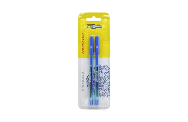 CANETA ESFEROGRAFICA 1.2 COMPACTOR 07B BLISTER COM 2 AZ/AZ