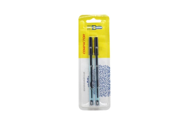 CANETA ESFEROGRAFICA 1.2 COMPACTOR 07B  BLISTER COM 2 PT/PT