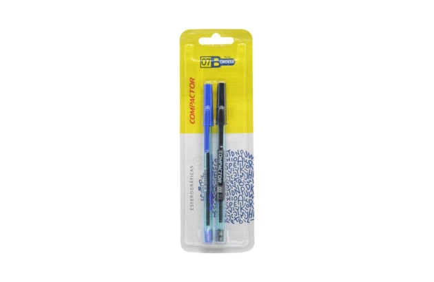 CANETA ESFEROGRAFICA 1.2 COMPACTOR 07B BLISTER COM 2 AZ/PT