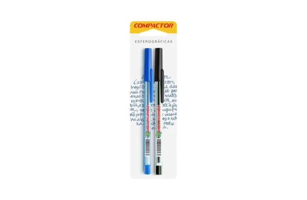 CANETA ESFEROGRAFICA 1.2 COMPACTOR 07B BLISTER COM 2 AZ/PT