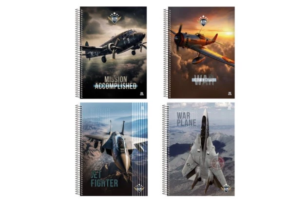 CADERNO CAPA DURA 15 MATERIAS 240 FOLHAS AIR ATTACK ANIMATIVA