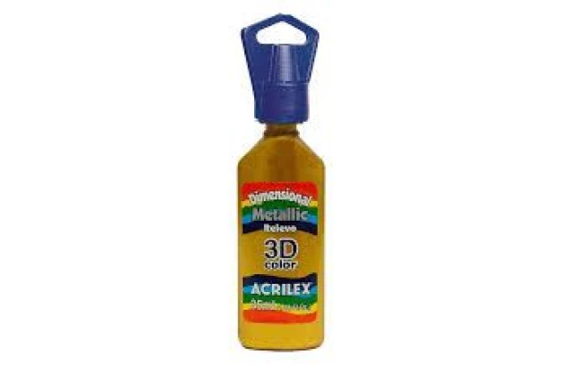 TINTA RELEVO 3D DIMENSIONAL METALICA 35ML DOURADO SOLAR 598 ACRILEX