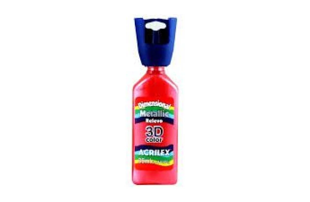TINTA RELEVO 3D DIMENSIONAL METALICA 35ML VERMELHO 555 ACRILEX 12312