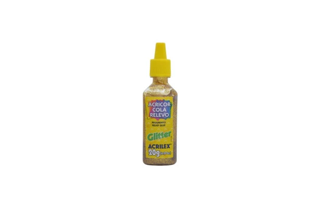 COLA RELEVO GLITTER OURO 201 20G ACRICOR ACRILEX 3020
