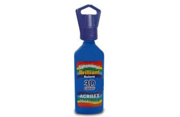 TINTA RELEVO 3D DIMENSIONAL BRILLIANT 35ML AZUL TURQUESA 501 ACRILEX