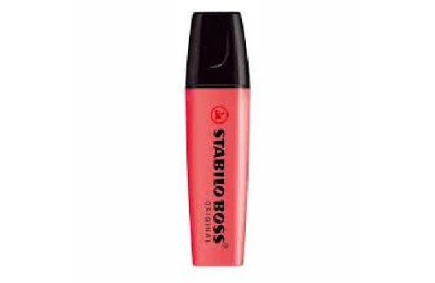 MARCA TEXTO STABILO BOSS VERMELHO 70/40 CHANFRADO TRAÇO 2 A 5MM CORES VIBRANTES