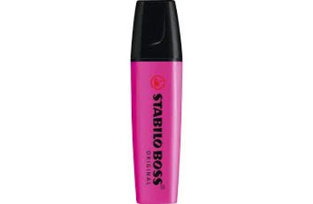 MARCA TEXTO STABILO BOSS ROSA ESCURO 70/58 CHANFRADO TRAÇO 2 A 5MM CORES VIBRANTES