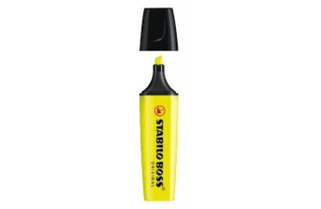 MARCA TEXTO STABILO BOSS AMARELO 70/24 CHANFRADO TRAÇO 2 A 5MM CORES VIBRANTES