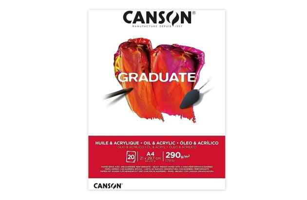 BLOCO GRADUATE ÓLEO E ACRÍLICO A4 290G/M² 20 FOLHAS |CANSON