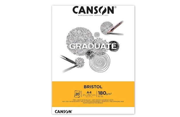 BLOCO GRADUATE BRISTOL A4 180G/ M² 20 FOLHAS BRANCO EXTRA SUPERFÍCIE LISA | CANSON