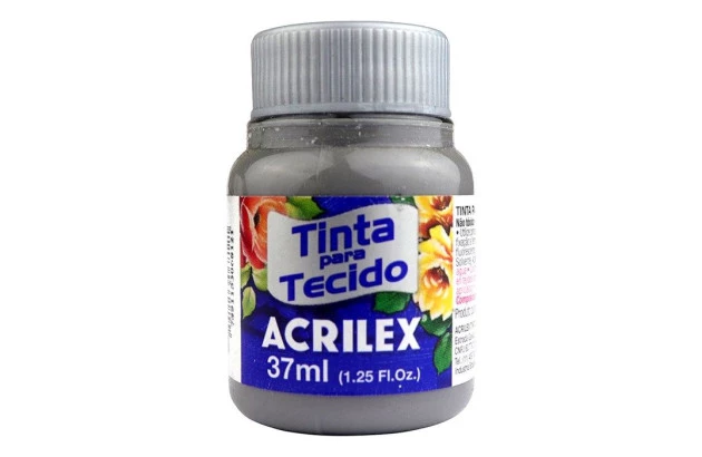 TINTA PARA TECIDO FOSCA 37ML CINZA 933 ACRILEX 4140