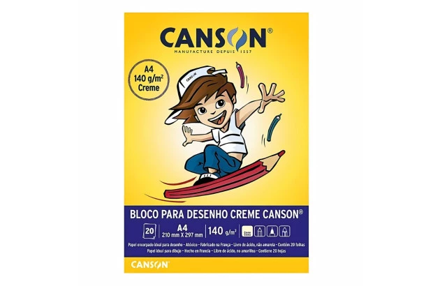 BLOCO DESENHO A4 140G/M² 20 FOLHAS CREME – LINHA ESCOLAR | CANSON