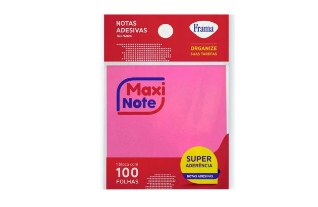 BLOCO DE RECADO ADESIVO 76X76 100F ROSA NEON 4976 FRAMA