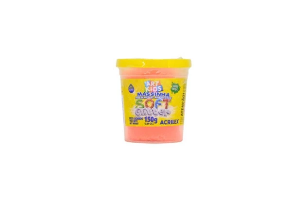 MASSA DE MODELAR SOFT GLITTER LARANJA 150G 225 ACRILEX.