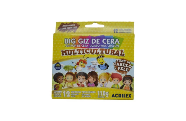 GIZ DE CERA 12 CORES BIG MULTICULTURAL 110G 9122 ACRILEX
