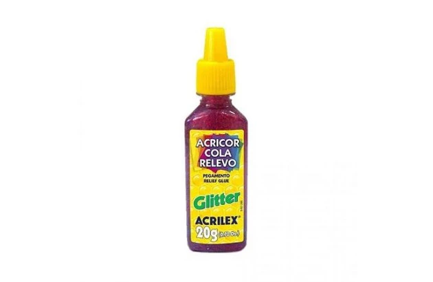COLA ACRICOR RELEVO GLITTER VERMELHO 20G 3020 ACRILEX