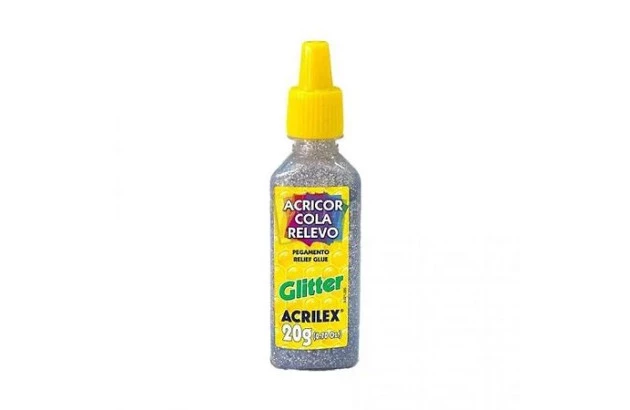 COLA ACRICOR RELEVO GLITTER PRATA 20G 3020 ACRILEX