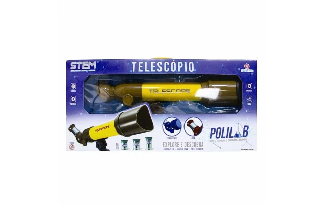 BRINQUEDO TELESCÓPIO 43CM 3 OPÇÃO DE ZOOM  ACOMPANHA TRIPÉ 60CM  +5 ANOS | POLILAB
