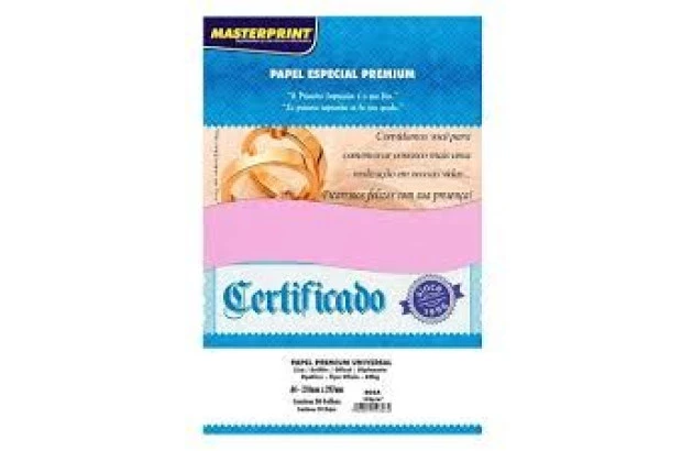 PAPEL PREMIUM DIPLOMATA LISO 180G ROSA A4 50F - MASTERPRINT