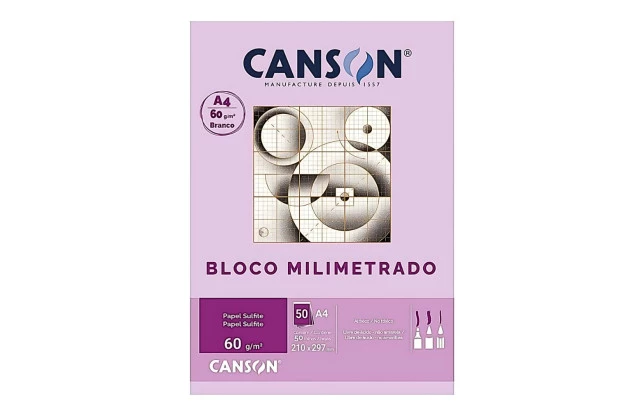 BLOCO MILIMETRADO CANSON A4 60G/M² BRANCO SULFITE 50 FOLHAS | CANSON
