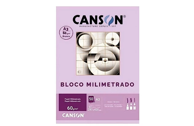 BLOCO MILIMETRADO CANSON A3 60G/M² BRANCO SULFITE 50 FOLHAS | CANSON