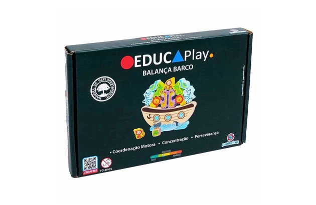 BRINQUEDO EDUCATIVO BALANÇA BARCO  EM MADEIRA +3ANOS - EDUCA PLAY |  LINHA INCLUSIVA