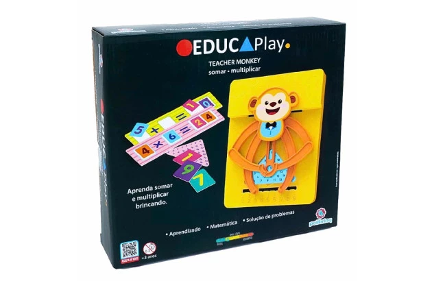 BRINQUEDO EDUCATIVO SOMAR E MULTIPLICAR TEACHER MONKEY +3ANOS - EDUCA PLAY | LINHA INCLUSIVA