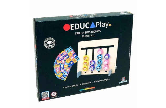 BRINQUEDO EDUCATIVO TRILHA DOS BICHOS EM MADEIRA + 3ANOS - EDUCA PLAY | LINHA INCLUSIVA