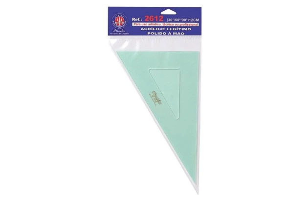ESQUADRO ACRÍLICO 30° 60° 90° 12CM SEM ESCALA MODELO 2612 - TRIDENT