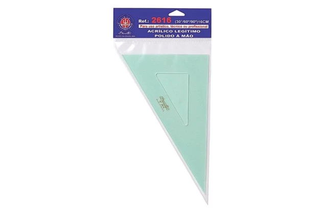 ESQUADRO ACRÍLICO 30° 60° 90° 16CM SEM ESCALA MODELO 2616 - TRIDENT