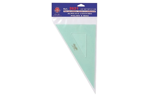 ESQUADRO ACRÍLICO 30° 60° 90° 21CM SEM ESCALA MODELO 2621 - TRIDENT