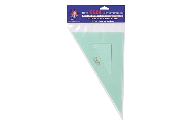 ESQUADRO ACRÍLICO 30° 60° 90° 28CM SEM ESCALA MODELO 2628 - TRIDENT