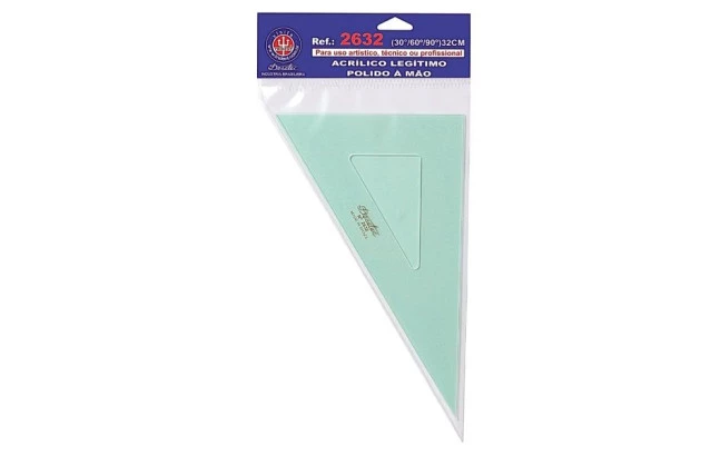 ESQUADRO ACRÍLICO 30° 60° 90° 32CM SEM ESCALA MODELO 2632 - TRIDENT