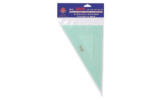 ESQUADRO ACRÍLICO 30° 60° 90° 50CM SEM ESCALA MODELO 2650 - TRIDENT