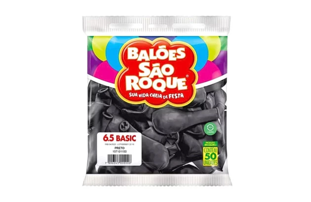 BALÃO LISO 6.5 POLEGADAS PRETO 50 UNDS SÃO ROQUE