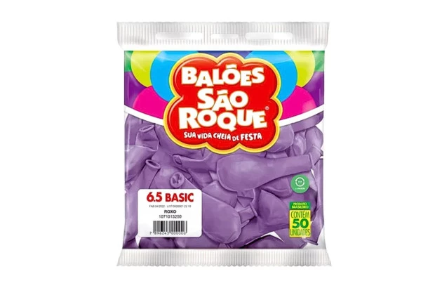 BALÃO LISO 6.5 POLEGADAS ROXO 50 UNDS SÃO ROQUE