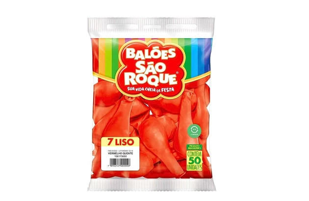 BALÃO LISO 7 POLEGADAS VERMELHO QUENTE 50 UNDS SÃO ROQUE
