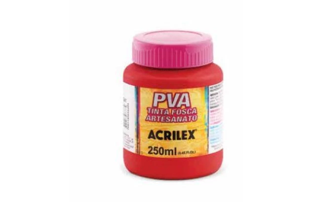 TINTA PVA FOSCA PARA ARTESANATO 250ML VERMELHO FOGO 507 – UNIDADE | ACRILEX 3225