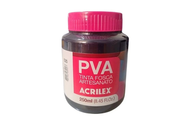 TINTA PVA FOSCA PARA ARTESANATO 250ML PRETO 520 - UNIDADE | ACRILEX 3225