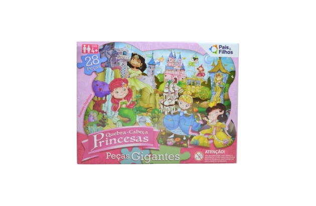 QUEBRA CABEÇA 28 PEÇAS GIGANTE PRINCESAS MDF | + 4 ANOS | PAIS E FILHOS REF 991