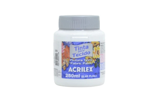 TINTA PARA TECIDO FOSCA 250ML BRANCO 519 - UNIDADE | ACRILEX  4125