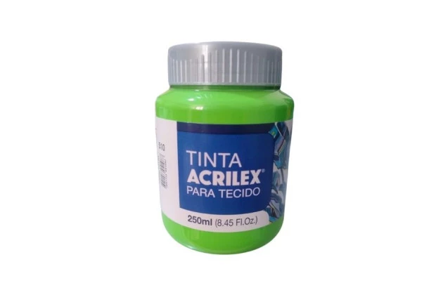 TINTA PARA TECIDO FOSCA 250ML VERDE FOLHA 510 - UNIDADE | ACRILEX 4125