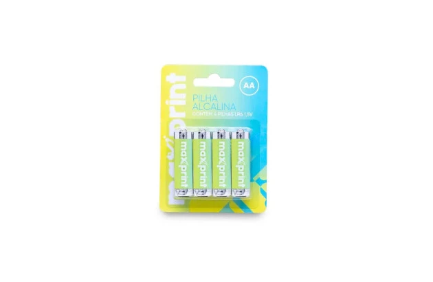 PILHA ALCALINA AA PEQUENA 1,5V COM 4 UND MAXPRINT – 756343