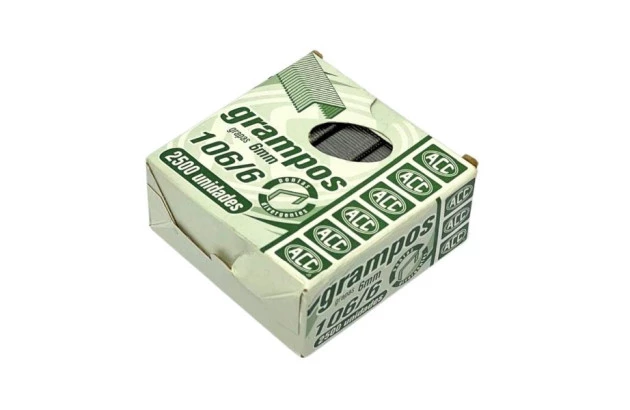 GRAMPOS PARA GRAMPEADOR ROCAMA 106/6 GALVANIZADO COM 2500 UNIDADES FIXAÇÃO MADEIRA | ACC