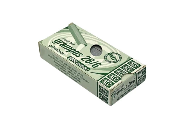 GRAMPOS PARA GRAMPEADOR 26/6 GALVANIZADOS COM 5000 UNIDADES | ACC